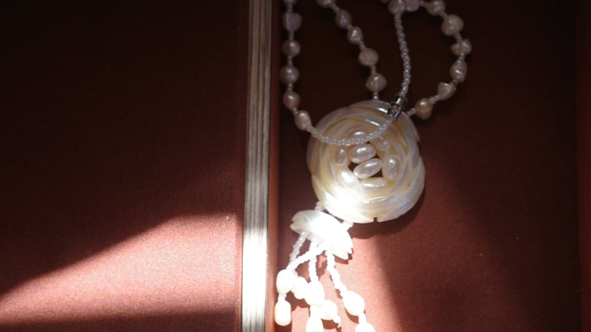 video of vintage pearl necklace